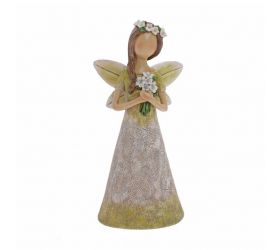 Postavička víla 25 cm, polyrezín, bielo-zelená