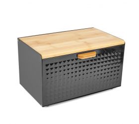 Chlebník nerezový 35,5x21,5x21cm čierny / bambus