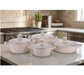 Hrniec sada hliník 8 dielov Konighoffer CORTE MARBLE (20,24,28, panvica28), so sklenenými pokrievkami