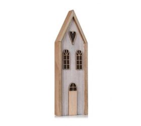 Dekorácia domček 29,5 cm drevený, prírodný