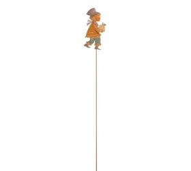 Ozdoba zapichovacia chlapec 85 cm hrdza kov