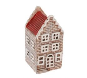 Dekorácia domček LED 8,5 cm, porcelánový