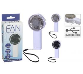 Ventilátor ručný nabíjateľný USB, 3 rýchlosti, 14,2cm  mix farieb