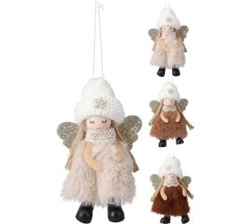 Ozdoba závesná anjel 9 cm sada 3 ks polyester, mix farieb