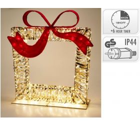 Dekorácia darček s mašľou 500 LED 58x63 cm s adaptérom časovačom zlatá