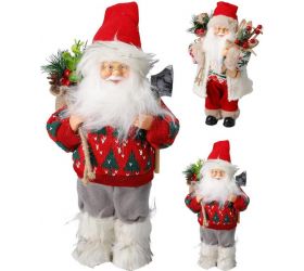 Postavička Santa 30 cm červeno-sivý mix