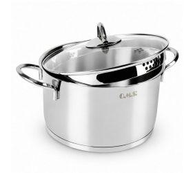 Hrniec nerezový, s pokrievkou, priemer 26cm, objem 8,2L, s výlevkou, LEO