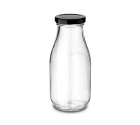 Fľaša na sirup, šťavu sklo 300ml + viečko čierne