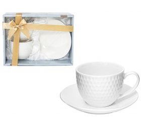 Šálka s podšálkou 240 ml 2+2 sada, reliéf včelí plást