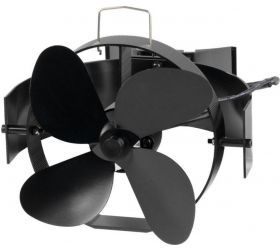 Ventilátor krbový s úchytom na dymovod a magnetom, poháňaný teplom, 4- lopatkový, čierny
