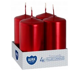 Sviečka adventná 4ks metal bordová 4x80 g