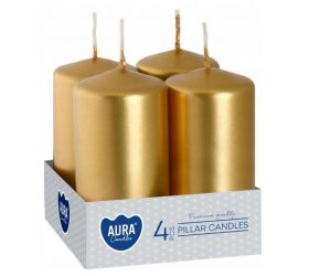 Sviečka adventná 4ks metal zlatá 4x80 g