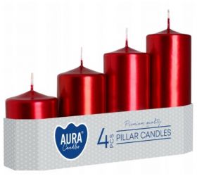Sviečka adventná postupná 4ks metal bordová 7-13 cm
