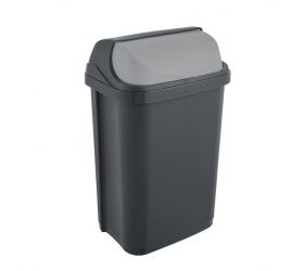 Kôš na odpad so zasúvacím vekom 25L, plastový, ROLL TOP, grafit