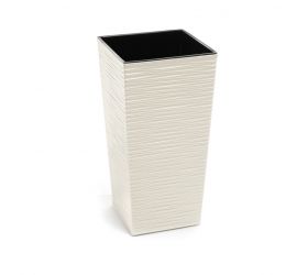 Kvetináč plastový, dĺžka strany 19cm, FINEZJA DLUTO, biely