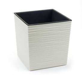 Kvetináč štvorcový plastový, 19cm, JUKA DLUTO, biely