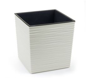 Kvetináč štvorcový plastový, 30cm, JUKA DLUTO, biely