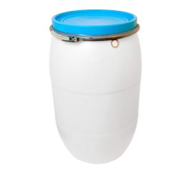 Plastový barel s kovovým uzáverom, objem 220L, na kvas, biely