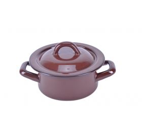 Kastrol s pokrievkou 12cm/0,5L, smalt, hnedý