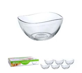 Miska kompótová, sklenená, objem 310ml, číra, sada 6ks, VIRA