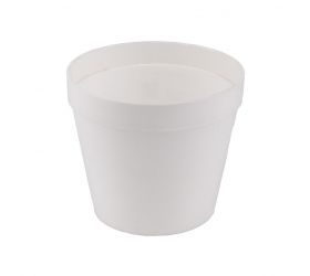 Kvetináč lesklý plastový, okrúhly, priemer 14cm, biely