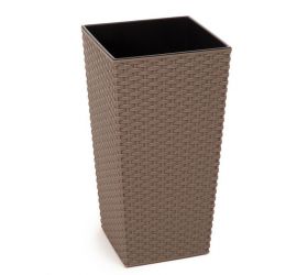 Kvetináč plastový, priemer 30cm, FINEZJA, hnedý ratan