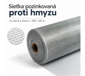 Sieťka pozinkovaná na okná, na dvere, proti hmyzu, 100x30m