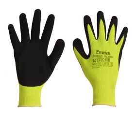Pracovné rukavice polomáčané, latex, reflexné PALAWAN, žlté/oranžové č.10