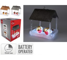 Dekorácia búdka vtáčia LED 18,5x16,5x23 cm s časovačom akryl mix