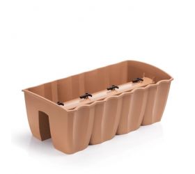 Truhlík plastový, závesný, dĺžka strany 58cm, na zábradlie, CROWN, terakota