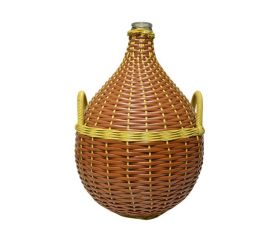 Demižón s uškami, opletený, sklenený, 25l, mix farieb