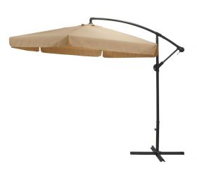 Slnečník bočný s podstavcom, BANANA, 300cm, sivo-hnedý