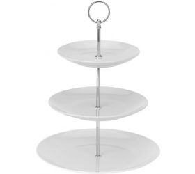Podnos - etažérka 3-poschodový porcelánový biely