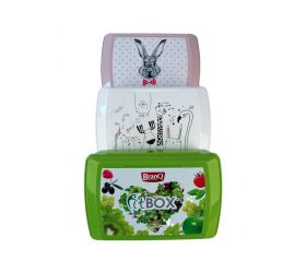 Dóza plastová na desiatu 1,3L s deliacou vložkou detský dekor, mix farieb