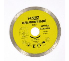 Diamantový kotúč, plný, priemer 125x22,23mm, PROKIN