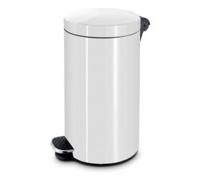 Kôš na odpad nášľapný 30L, oceľový, biely
