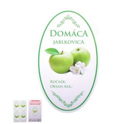 Samolepka na fľašu JABLKOVICA, domáca zelená, ovál, biela, sada 16ks, etikiet