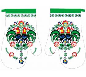 Chňapka kuchynská, motív folklór, 2ks, sada s magnetom