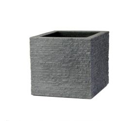 Kvetináč plastový, dĺžka strany 40cm, TEGULA, imitácia kameňa, sivý