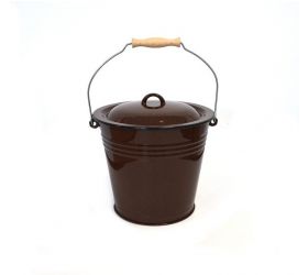 Vedro smaltované 10l /28cm s pokrievkou hnedé, bez dekoru