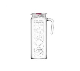Džbán sklo, objem 1,2L, LINE, číry, s vekom