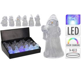 Postavička Santa/snehuliak/medveď/tučniak LED 4x4x8,5 cm mix