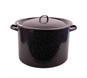 Hrniec s pokrievkou, smaltovaný, 45 cm/53 L, čierny prskaný