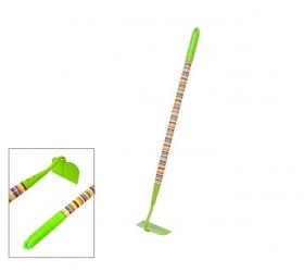 Motyčka plochá detská, kovová, drevená násada, farebné pruhy, 72cm