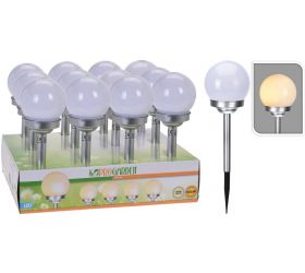 Lampa solárna, mliečna, 10cm, guľa, 1xLED