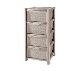 Komoda plastová, 4-poschodová, 38,5x39x82,5cm mokka, "Arianna", TONTARELLI