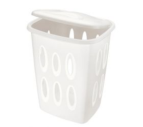 Kôš na špinavé prádlo, plastový, 45L, krémový/biely, "Forato" TONTARELLI