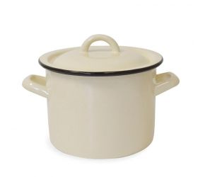 Hrniec smaltovaný s pokrievkou, 6L, bez dekoru, bežový