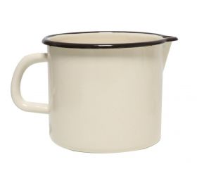 Hrnček s výlevkou, smaltovaný, 1l, bez dekoru, béžový