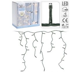 Svetlo vianočné cencúle 360 LED teplé biele, 12 m, s funkciami, vonkajšie/vnútorné